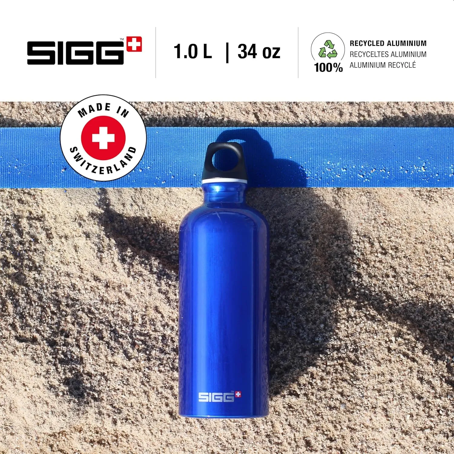 SIGG - Recycled Metal Water Bottle - Traveller - Made in Switzerland - Carbonated Drinks - BPA-Free - 34 Oz