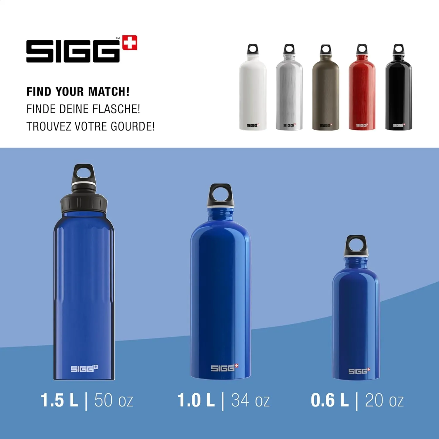 SIGG - Recycled Metal Water Bottle - Traveller - Made in Switzerland - Carbonated Drinks - BPA-Free - 34 Oz