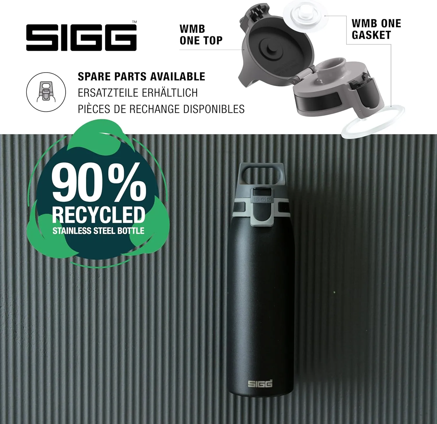 SIGG - Reusable Water Bottle - Shield ONE - Leakproof - Recyclable - BPA Free - Black - 34 Oz