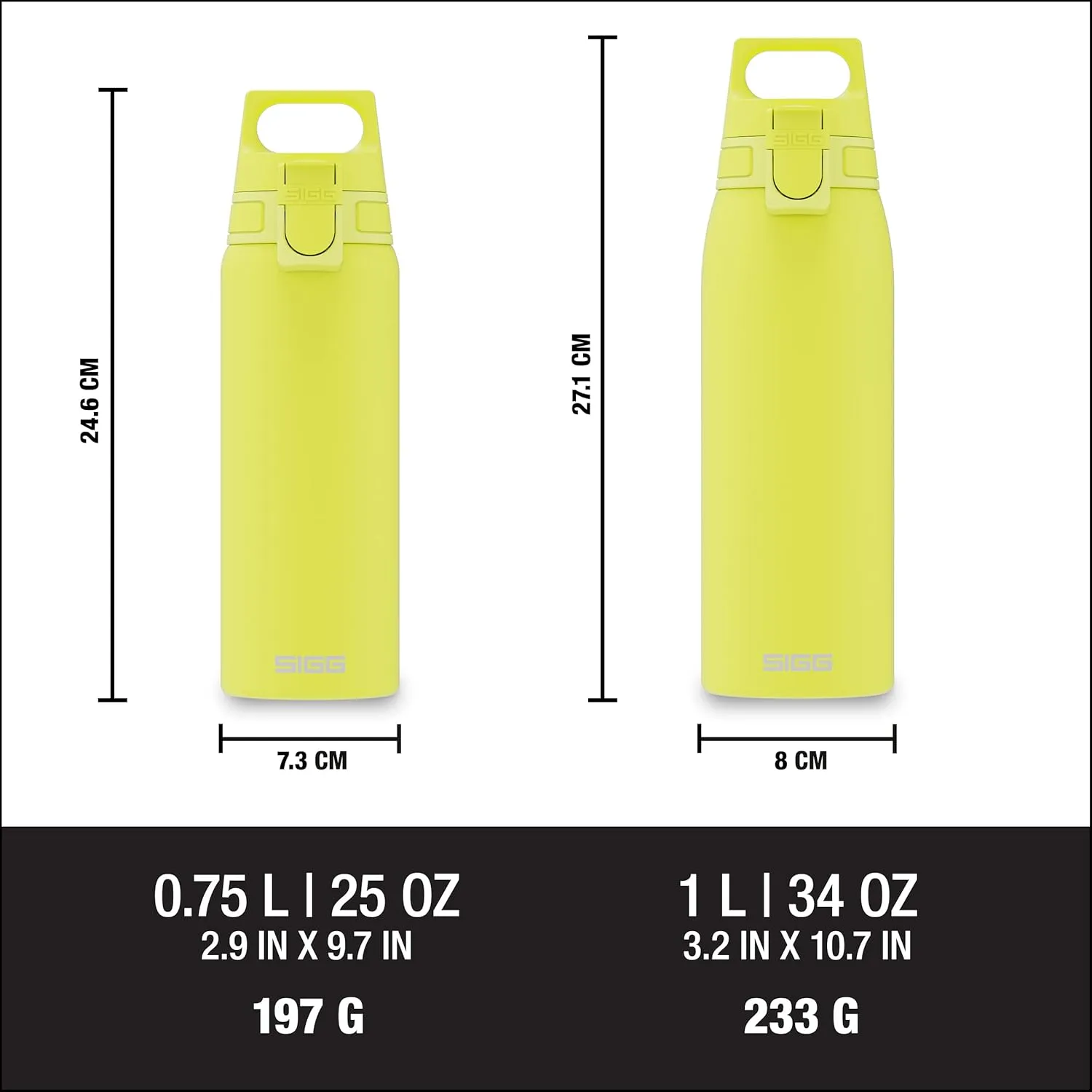 SIGG - Reusable Water Bottle - Shield ONE Ultra Lemon - Leakproof - Recyclable - BPA Free - Yellow - 25 Oz