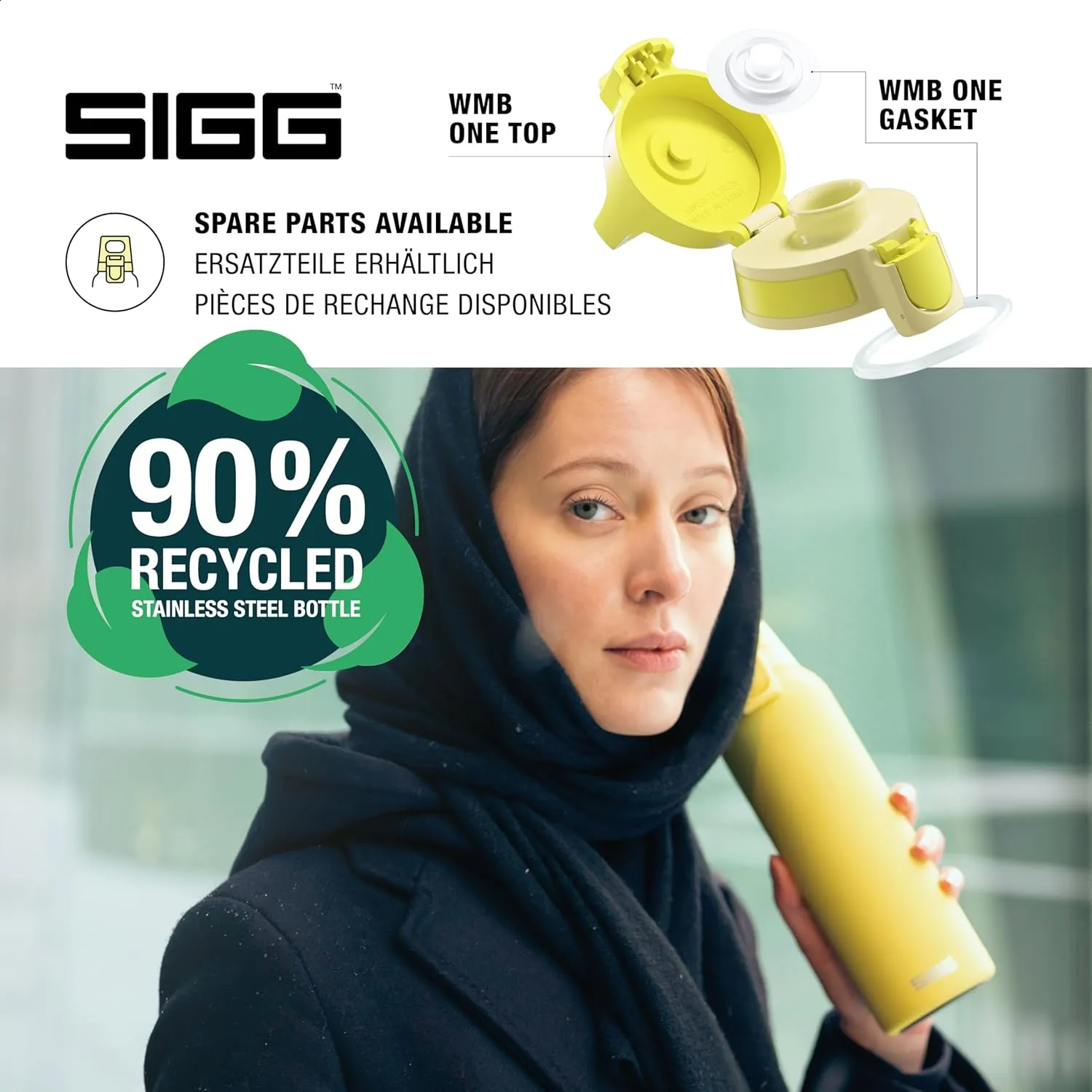 SIGG - Reusable Water Bottle - Shield ONE Ultra Lemon - Leakproof - Recyclable - BPA Free - Yellow - 25 Oz