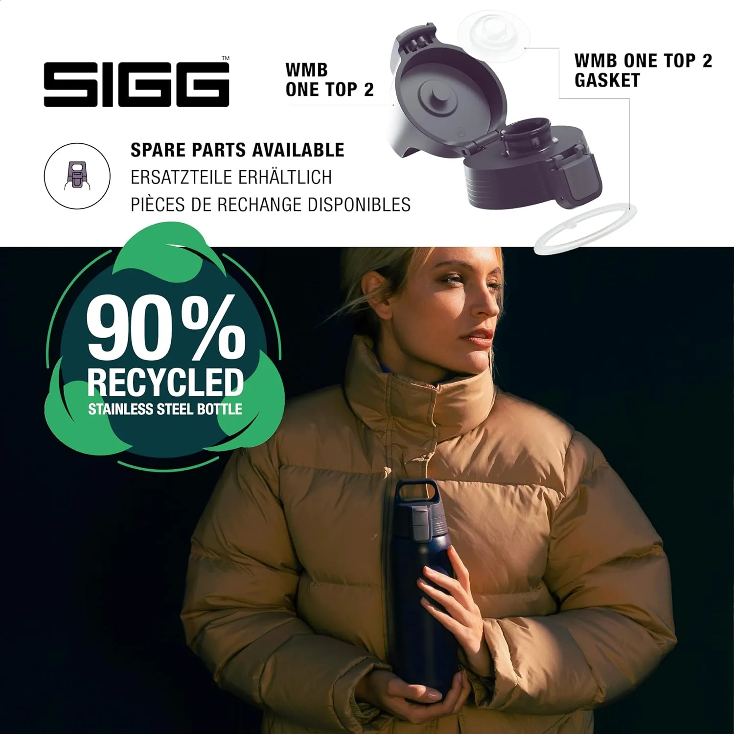 SIGG - Shield Therm- Stainless Steel Insulated Water Bottle - Carbonated Drinks, Leakproof, BPA Free, Recycled, 25, 34Oz