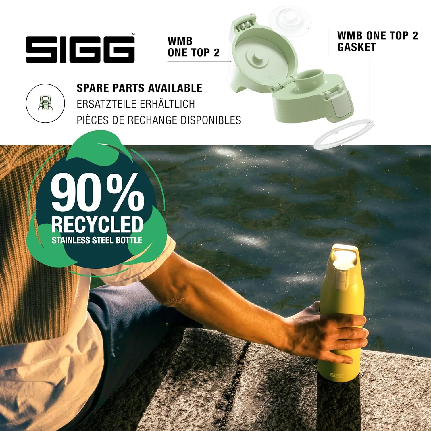 SIGG - Shield Therm- Stainless Steel Insulated Water Bottle - Carbonated Drinks, Leakproof, BPA Free, Recycled, 25, 34Oz