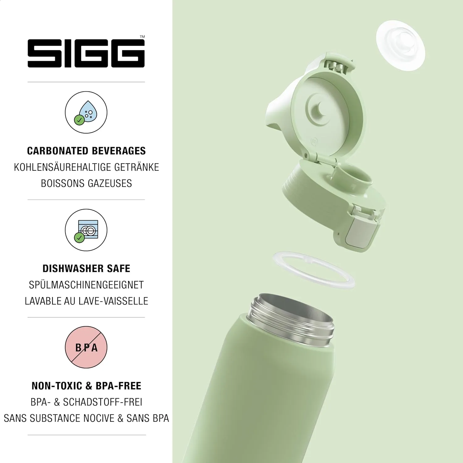 SIGG - Shield Therm- Stainless Steel Insulated Water Bottle - Carbonated Drinks, Leakproof, BPA Free, Recycled, 25, 34Oz