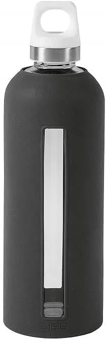SIGG - Star Water Bottle - BPA-Free, Leak-Proof Glass Bottle, Anti-Shock - Non-Slip Silicone Case - Designed in Switzerland - Shade - 28 Oz