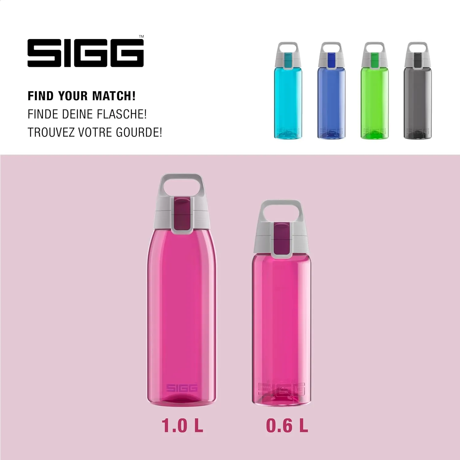 SIGG - Total Color - Refillable Sports Water Bottle - Tritan - Carbonated Drinks - Dishwasher Safe - BPA Free 20Oz, 34Oz