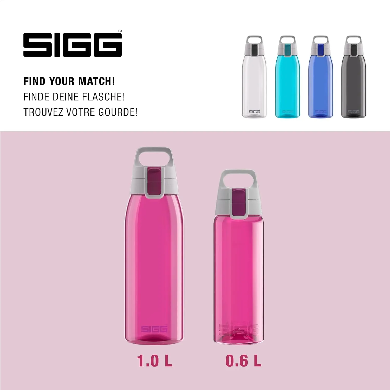 SIGG - Total Color - Refillable Sports Water Bottle - Tritan - Carbonated Drinks - Dishwasher Safe - BPA Free 20Oz, 34Oz