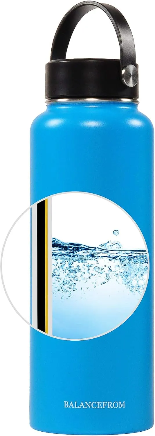 Signature Fitness Double-Wall Vacuum Insulated Stainless Steel Water Bottle, 3 Caps Included, Multiple Colors and Sizes
