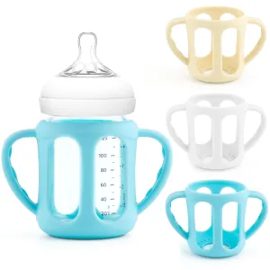 Silicone Sleeves with Handle for Avent Natural Glass Baby Bottles, 3 Pack Anti Breakage Baby Bottle Holder for Philips Avent Glass Natural Baby Bottle, BPA Free