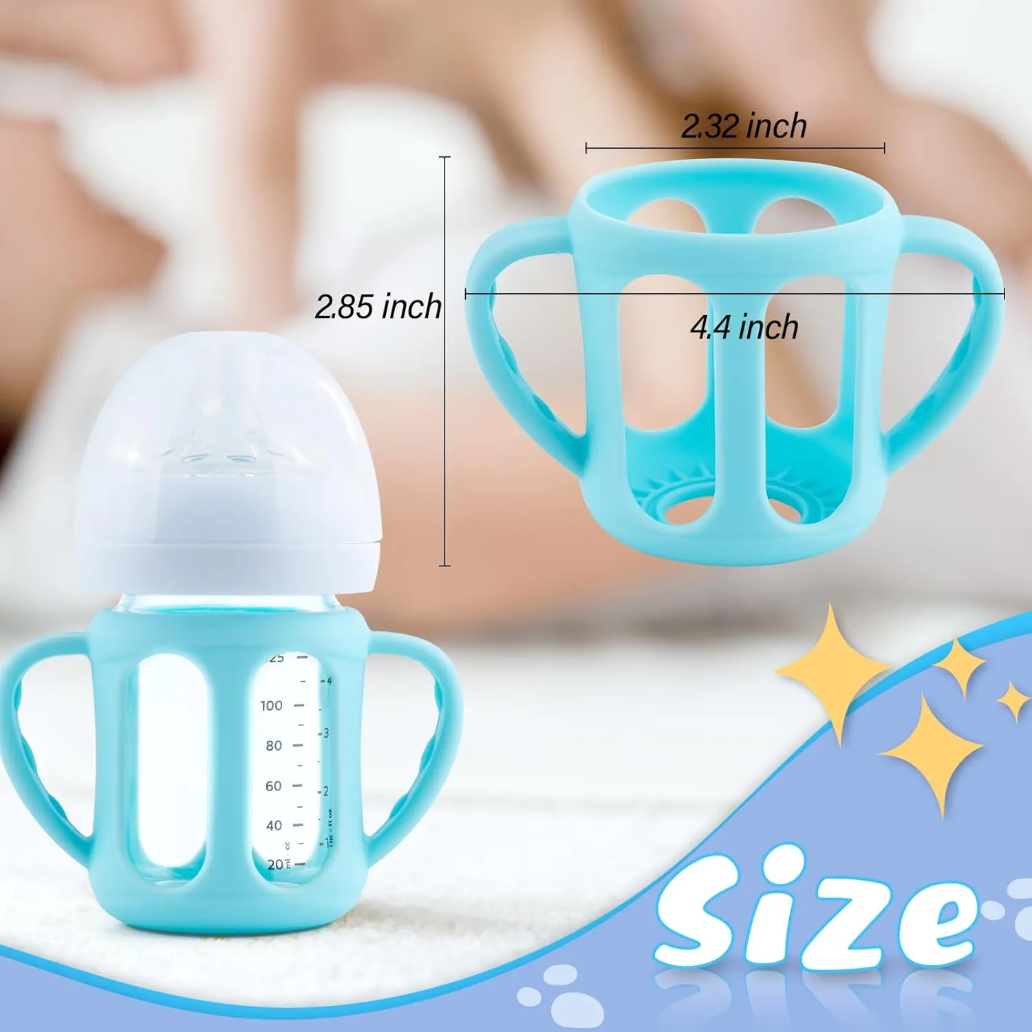 Silicone Sleeves with Handle for Avent Natural Glass Baby Bottles, 3 Pack Anti Breakage Baby Bottle Holder for Philips Avent Glass Natural Baby Bottle, BPA Free