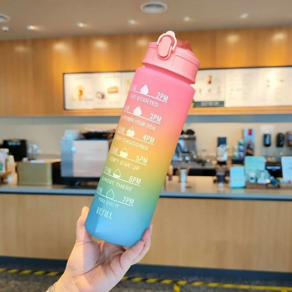 Silicone Water Bottles with Time Markers Motivational Gallon Set (2000ml, 900ml, 300ml) Leak-Proof & BPA-Free