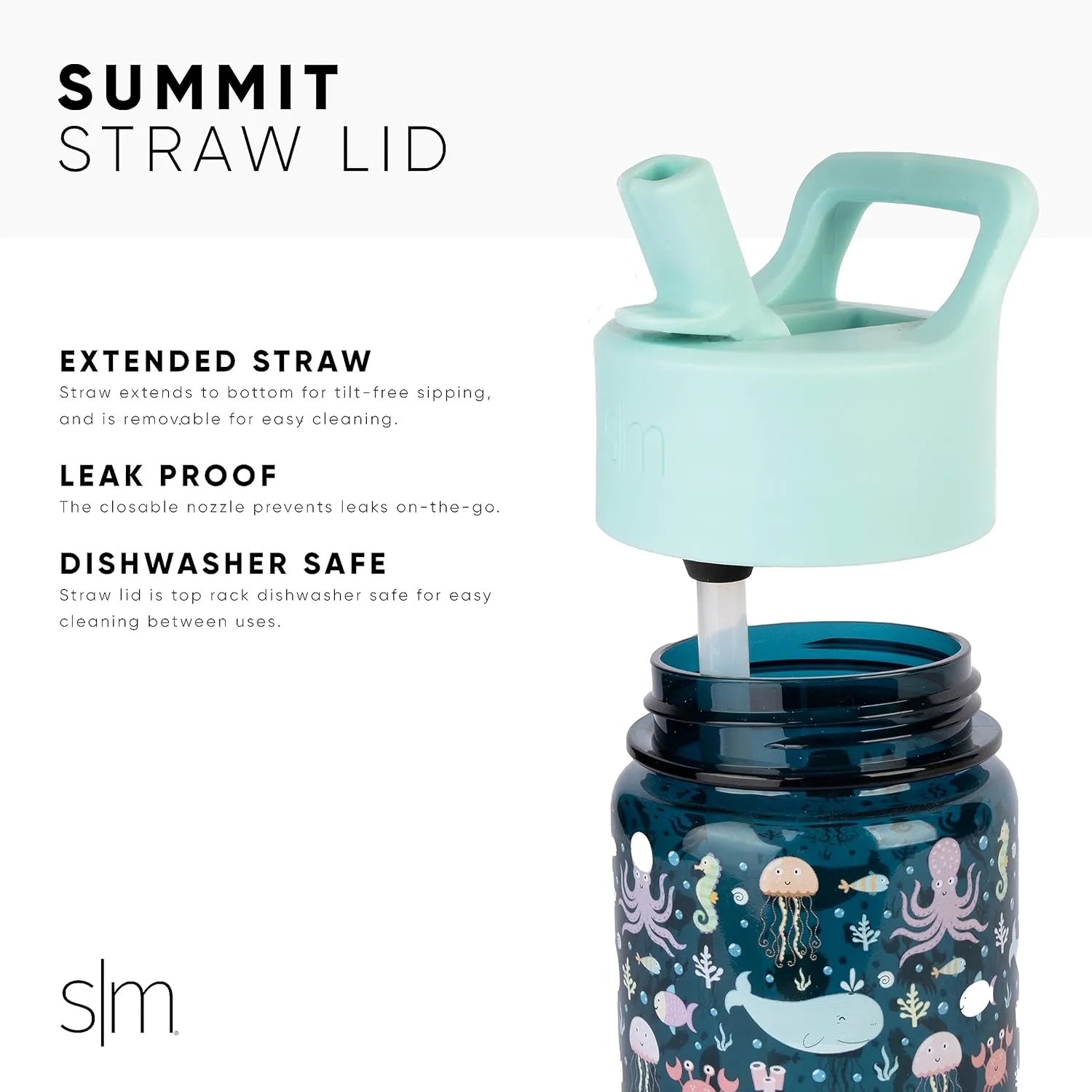 Simple Modern Kids Water Bottle Plastic BPA-Free Tritan Cup with Leak Proof Straw Lid | Reusable and Durable for Toddlers, Girls | Summit Collection | 12oz, Unicorn Fields