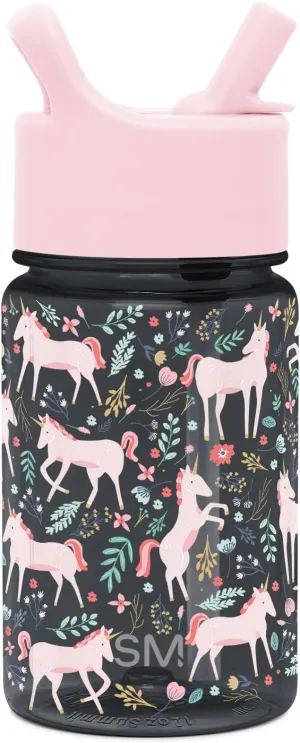 Simple Modern Kids Water Bottle Plastic BPA-Free Tritan Cup with Leak Proof Straw Lid | Reusable and Durable for Toddlers, Girls | Summit Collection | 12oz, Unicorn Fields