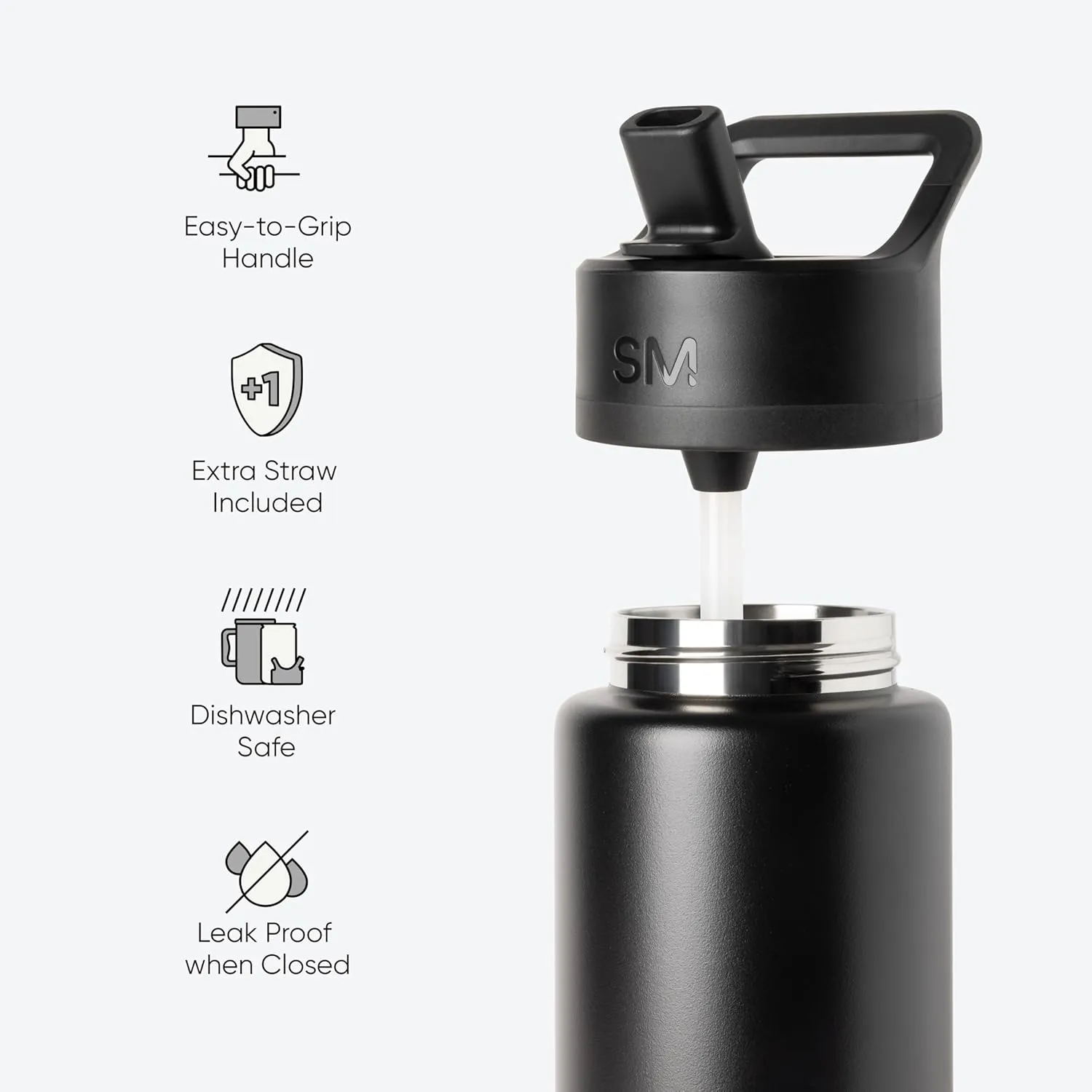 Simple Modern Kids Water Bottle with Straw Lid | Vacuum Insulated Stainless Steel Metal | Reusable Leak Proof BPA-Free Thermos for School | Summit Collection | 18oz, Cream Checkmate