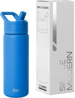 Simple Modern Kids Water Bottle with Straw Lid | Vacuum Insulated Stainless Steel Metal | Reusable Leak Proof BPA-Free Thermos for School | Summit Collection | 18oz, Supersonic Blue