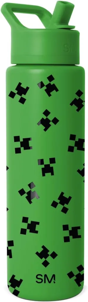 Simple Modern Summit Water Bottle with Straw Lid | Minecraft 30oz Leak Proof Stainless Steel Insulated Cup | Gifts for Men | Minecraft Creeper