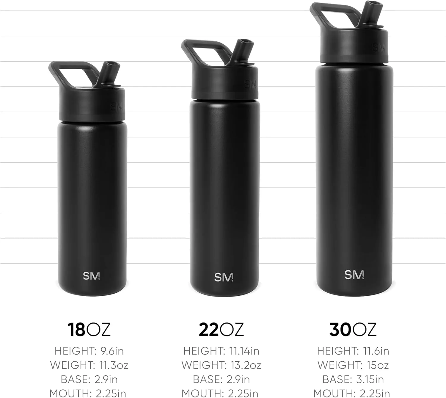 Simple Modern Water Bottle with Straw Lid | Vacuum Insulated Stainless Steel Metal Thermos | Reusable Leak Proof BPA-Free Flask for Sports Gym | Summit Collection | 30oz, Stormy Skies