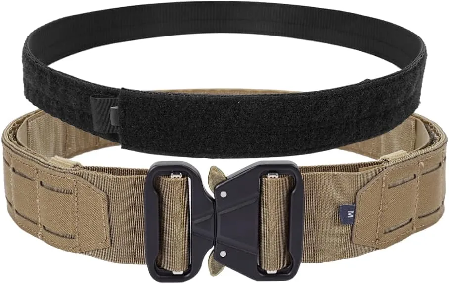 SINAIRSOFT Battle Belt Tactical Gun Belt Quick Release Rigger MOLLE Belt, 2” & 1.5” Heavy Duty Belt Combat Belt
