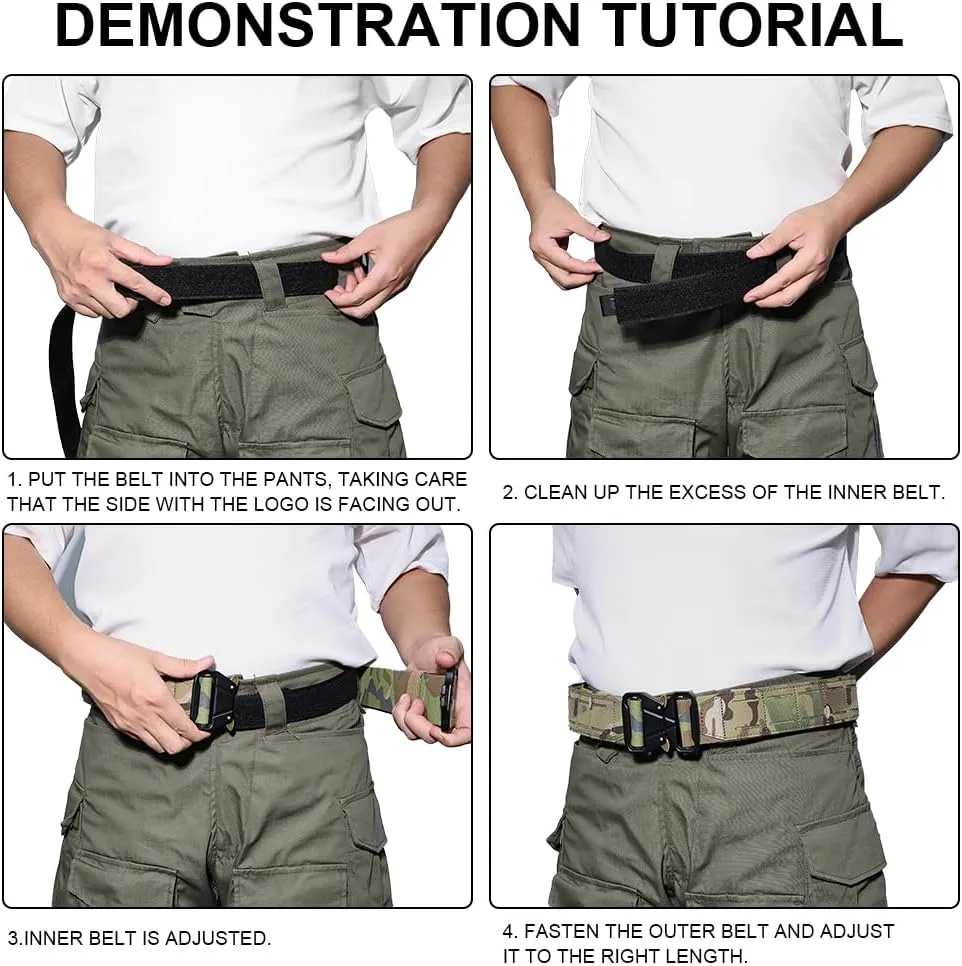SINAIRSOFT Battle Belt Tactical Gun Belt Quick Release Rigger MOLLE Belt, 2” & 1.5” Heavy Duty Belt Combat Belt