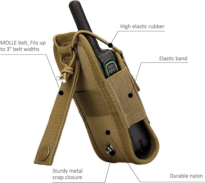 SINAIRSOFT Nylon Radio Holster, Universal Radio Case Lightweight Military Interphone Storage Bag Pouch for Molle System Walkie Talkies Holster Accessories