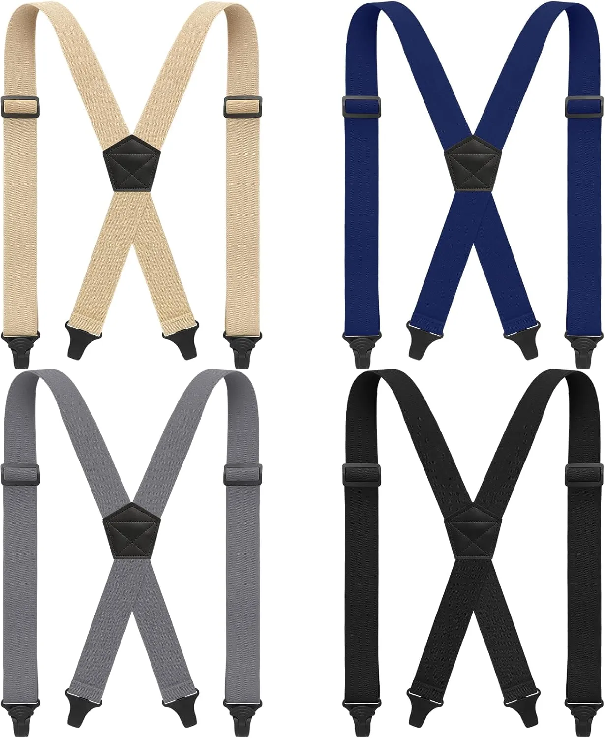 Sintege 4 Pcs X Back Hidden Suspenders Heavy Duty Hiking Suspenders Adjustable Under Clothing Invisible Belt