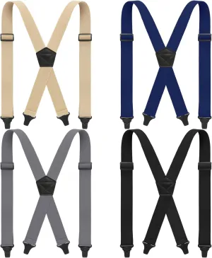 Sintege 4 Pcs X Back Hidden Suspenders Heavy Duty Hiking Suspenders Adjustable Under Clothing Invisible Belt