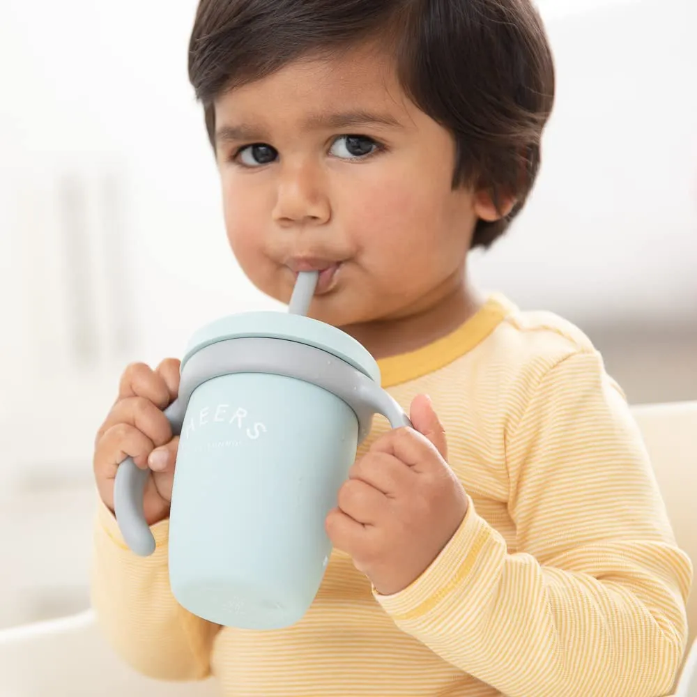 Sippy Cup by Bella Tunno, Silicone Training Cup with Transition Handles for Infants, Toddlers & Kids, Babies 6-12 Months & Toddlers 1-3 Years, Boys & Girls, Cheers, 8 oz