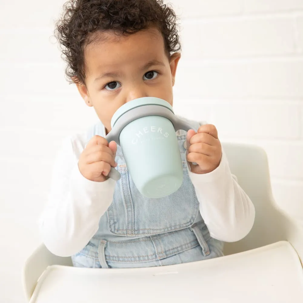 Sippy Cup by Bella Tunno, Silicone Training Cup with Transition Handles for Infants, Toddlers & Kids, Babies 6-12 Months & Toddlers 1-3 Years, Boys & Girls, Cheers, 8 oz