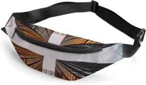 Skyscraper Looking Up at Sky Belt Bag with Adjustable Strap, Lightweight Travel Crossbody Bags, Hands-Free Mini Fanny Packs in Running Gym