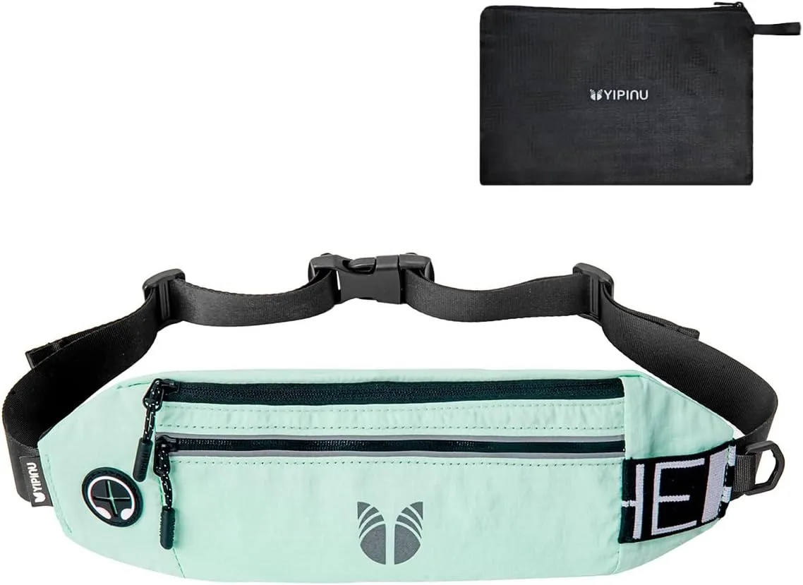 Slim Running Belt Fanny Pack for Women Men, phone holder for running Pouch, Waist belt for Workout, Marathon Jogging Running Gear Accessories [Fits ALL Phones] ﻿ (GREEN)