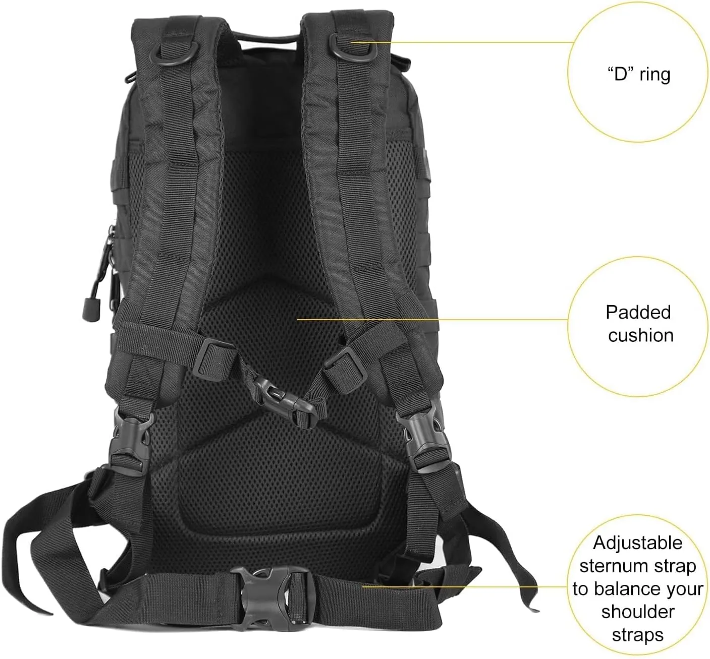 Small 30L Assault Backpack Military Tactical Backpack Tactical Bag for Outdoor Hiking Camping Travel Army Hunting Rucksack (Black)