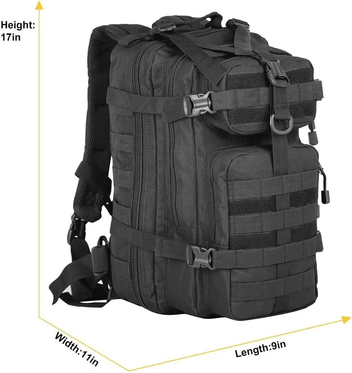 Small 30L Assault Backpack Military Tactical Backpack Tactical Bag for Outdoor Hiking Camping Travel Army Hunting Rucksack (Black)