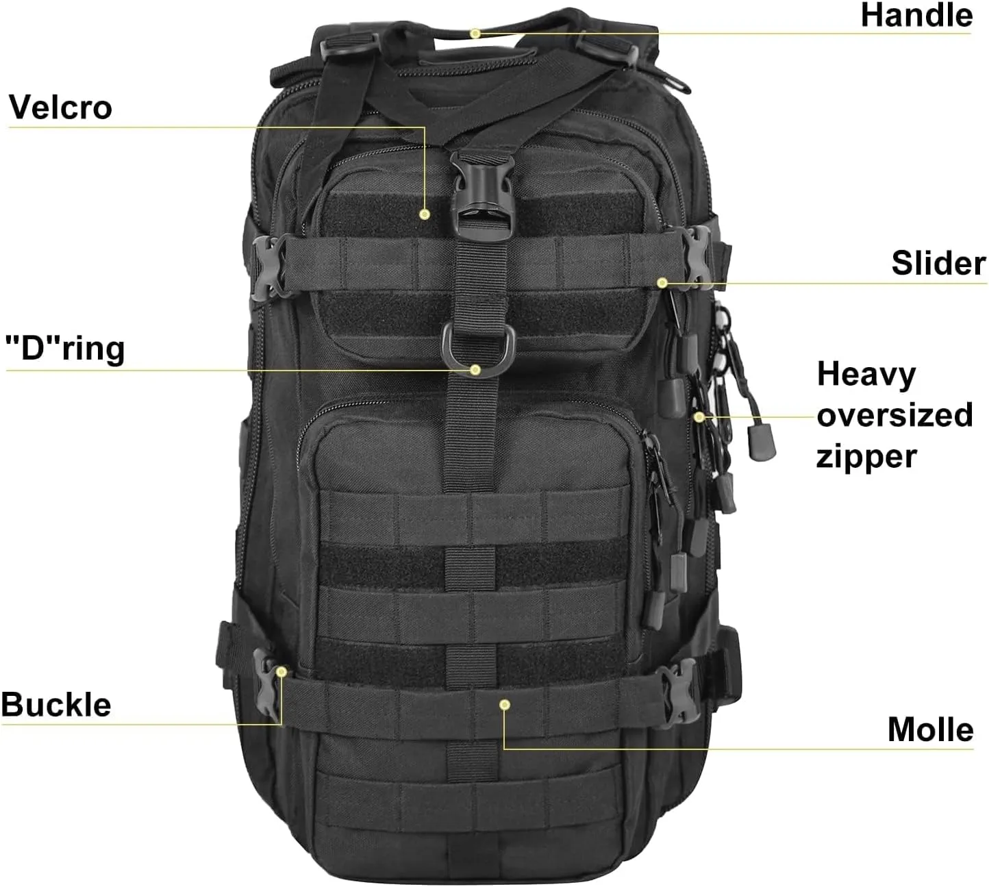 Small 30L Assault Backpack Military Tactical Backpack Tactical Bag for Outdoor Hiking Camping Travel Army Hunting Rucksack (Black)