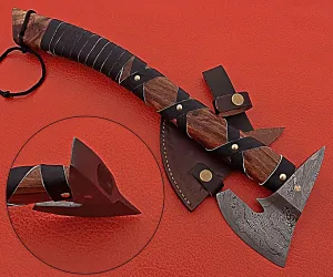Smart & Sharp Hand Forge Custom Made Hatchet Axe Hand Made Damascus Steel Blade/Best Gift/Gift for him SS-17346(Rose Wood) (Rose Wood)