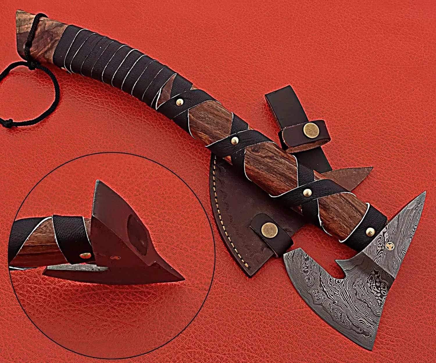 Smart & Sharp Hand Forge Custom Made Hatchet Axe Hand Made Damascus Steel Blade/Best Gift/Gift for him SS-17346(Rose Wood) (Rose Wood)