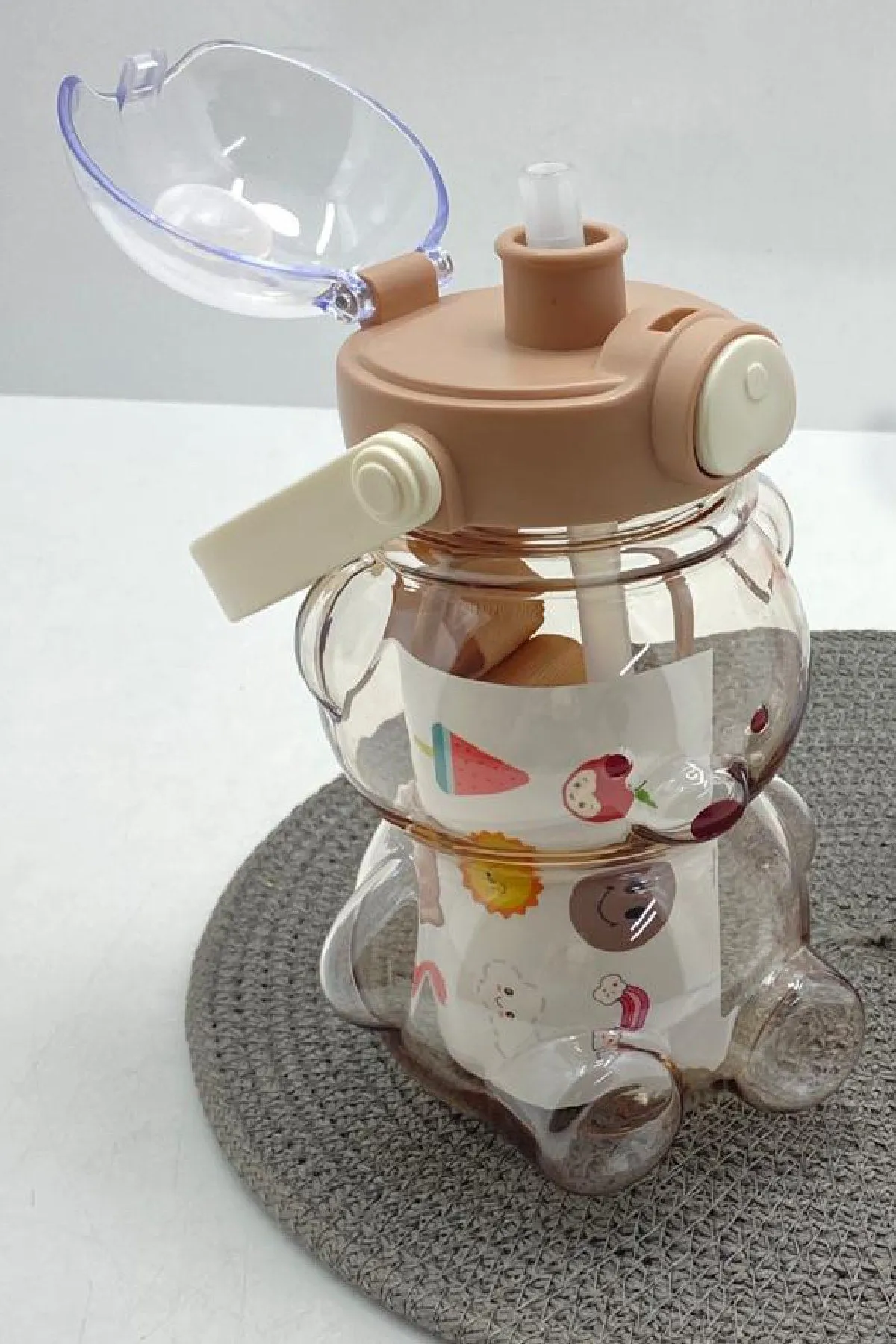 Smile Teddy Bear Model Water Bottle Water Bottle Water Bottle 750ml Bpa Free Beige