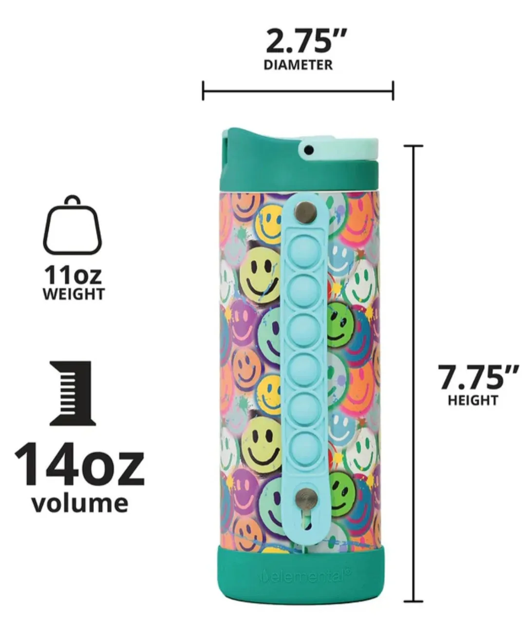 Smiley Face Iconic Pop 14oz Elemental Bottle