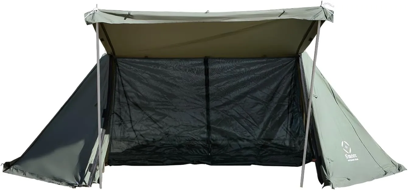 S'more Canvas Camping Tent for 2 Person, 4 Season Tent with Porch, Weather Resistant Glamping Tent, Ideal for Car Camping,Outdoor,Hiking,Backpacking