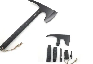 Snake Eye Tactical Survival Axe Folding Portable Camping Axe Multi-Tool Hatchet Survival Kit Tactical Tomahawk for Outdoor Hiking Hunting (02BK)
