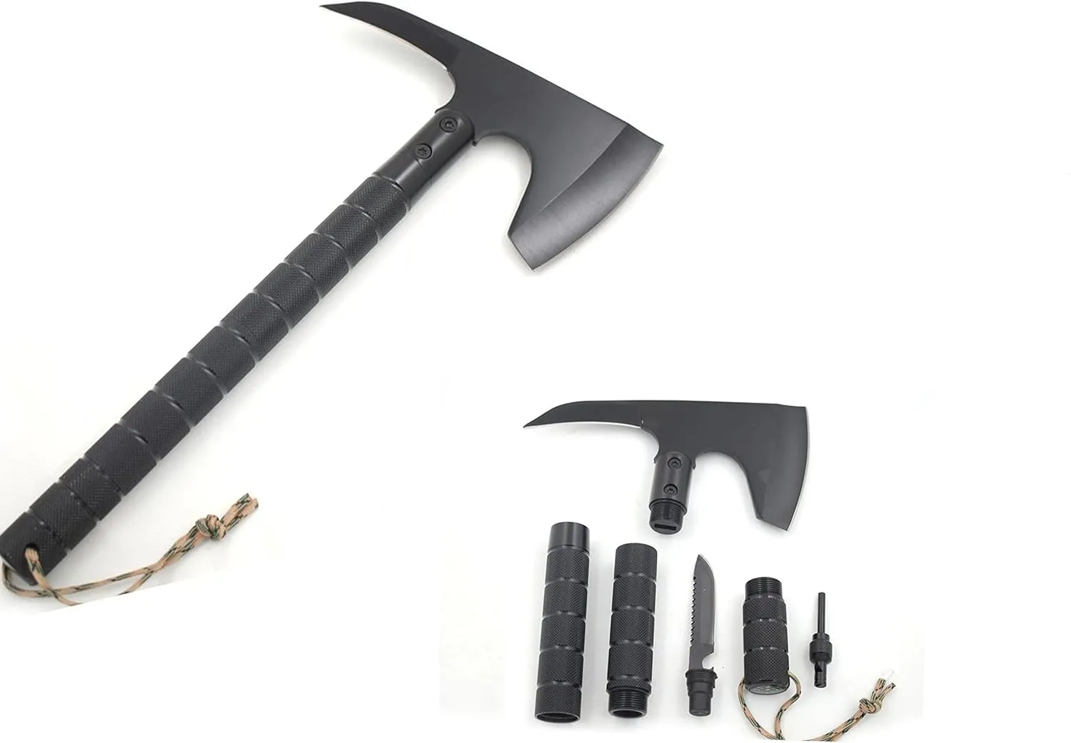 Snake Eye Tactical Survival Axe Folding Portable Camping Axe Multi-Tool Hatchet Survival Kit Tactical Tomahawk for Outdoor Hiking Hunting (02BK)