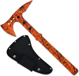 Snake Eye Tactical Tomahawk Throwing Axe - Throwing Hatchet-Tactical-Axe with Sheath and Competition Throwing Axe. (Orange Camo)