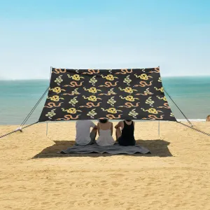 Snake Pttern Beach Canopy Tent Anti-UV & Wind Resistant, Trendy Camping Sun Shelter Easy Setup Portable,Outdoor Shade Tents with Sandbags,Sand Shovels,Ground Pegs & Stability Poles