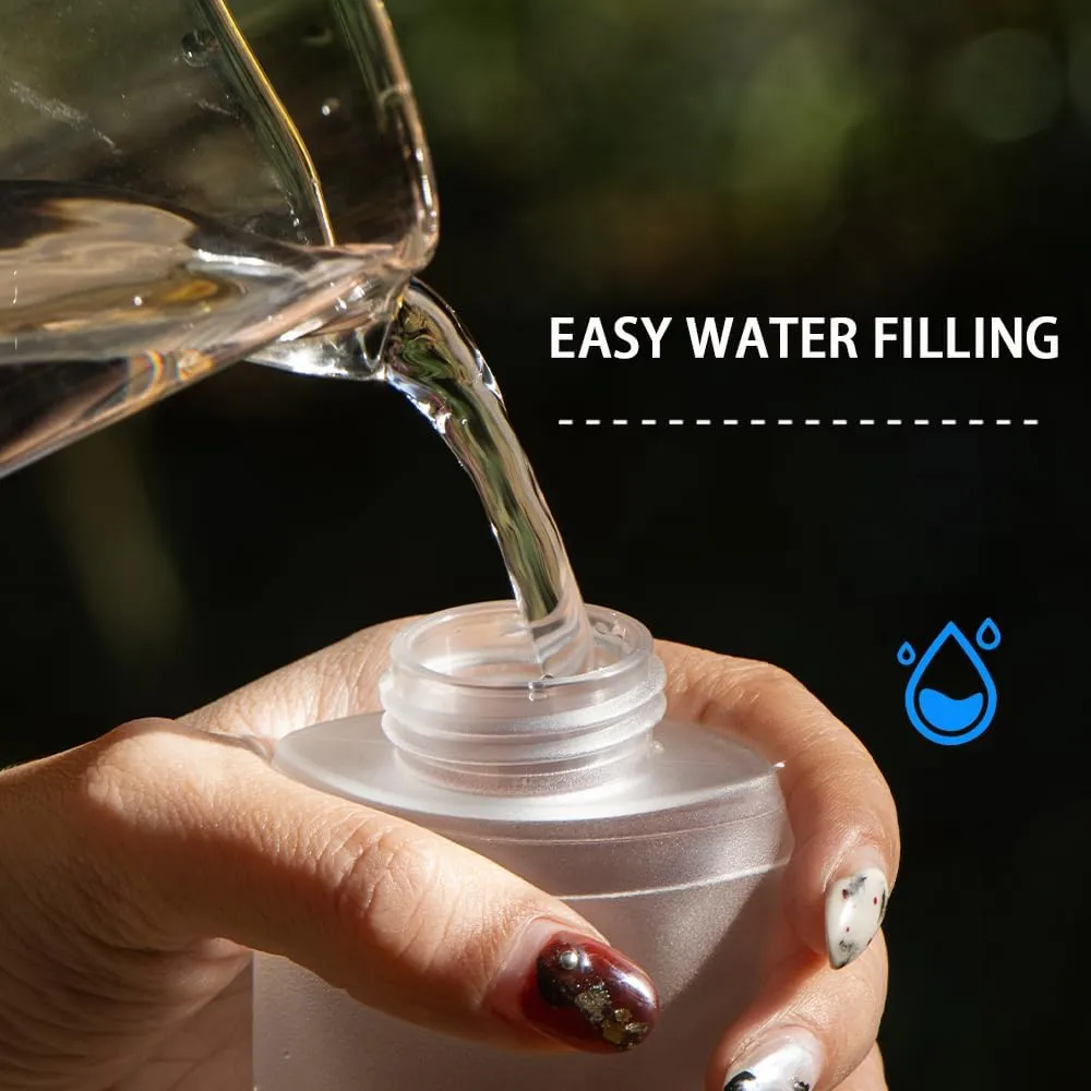 Soft Flasks Running Water Flask Folding Soft Water Bottles Small for Outdoor Sports Hiking Hydration Pack 5oz/8oz/17oz(WHITE,17oz*2 Straw*2)