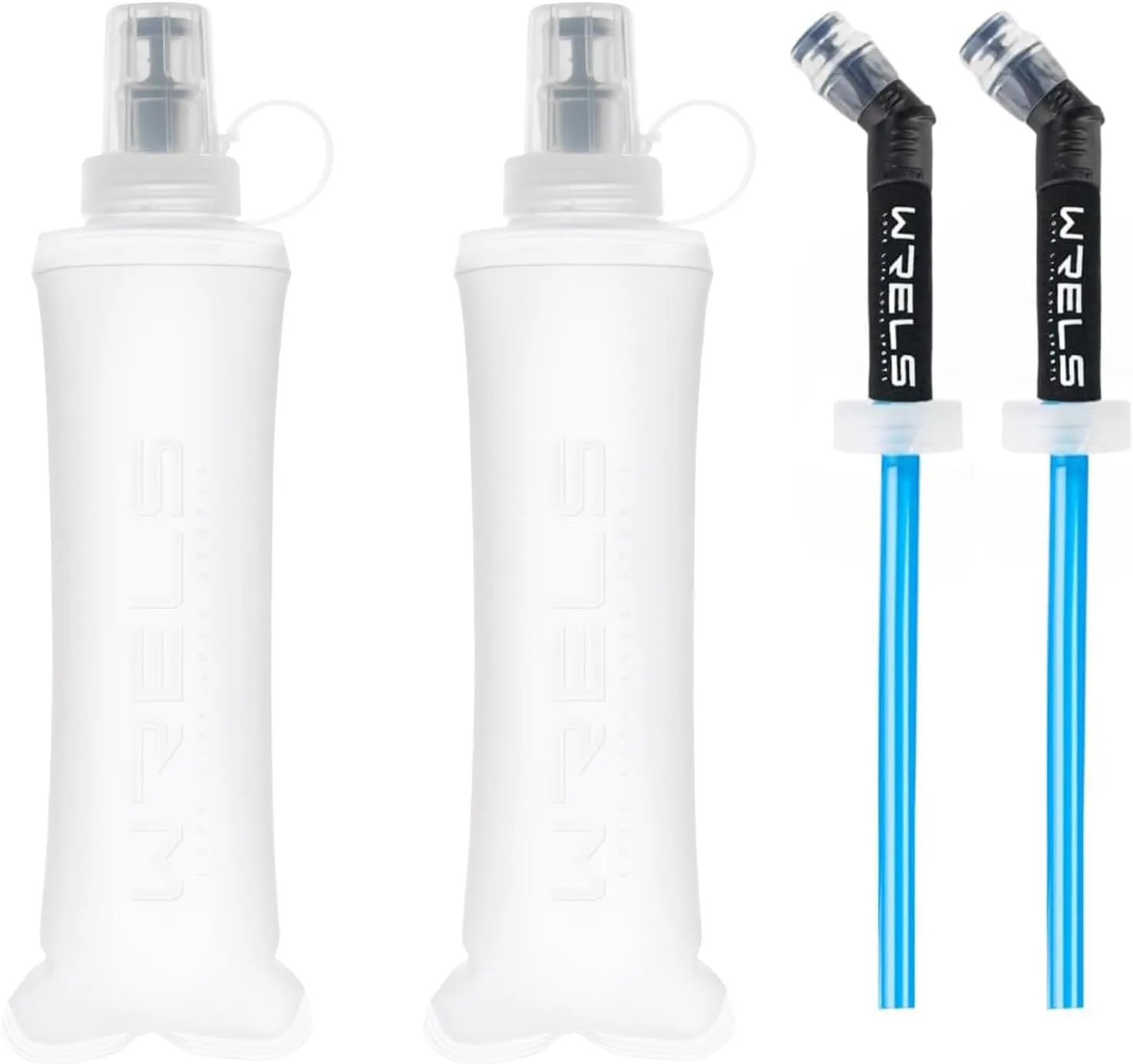 Soft Flasks Running Water Flask Folding Soft Water Bottles Small for Outdoor Sports Hiking Hydration Pack 5oz/8oz/17oz(WHITE,8oz*2 Straw*2)