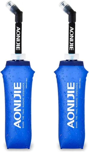 Soft Foldable Water Bottles - BPA Free Collapsible TPU Flask, 500ML Outdoor Sports Hydration Pack with Straw for Running Hiking Cycling Climbing