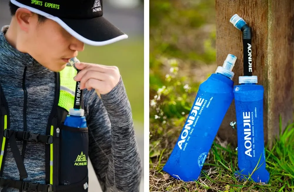 Soft Foldable Water Bottles - BPA Free Collapsible TPU Flask, 500ML Outdoor Sports Hydration Pack with Straw for Running Hiking Cycling Climbing