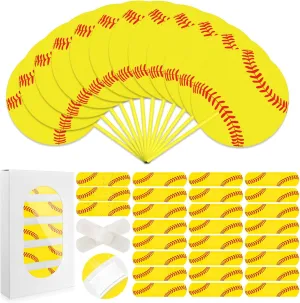 Softball Sports Events Gifts, 120 Pcs Softball First Aid Kit & 12 Pack Handheld Fans Bundle, Themed Sports Party Supplies, Waterproof Bandages & Cooling Fans for Athletes & Fans, Team Gifts
