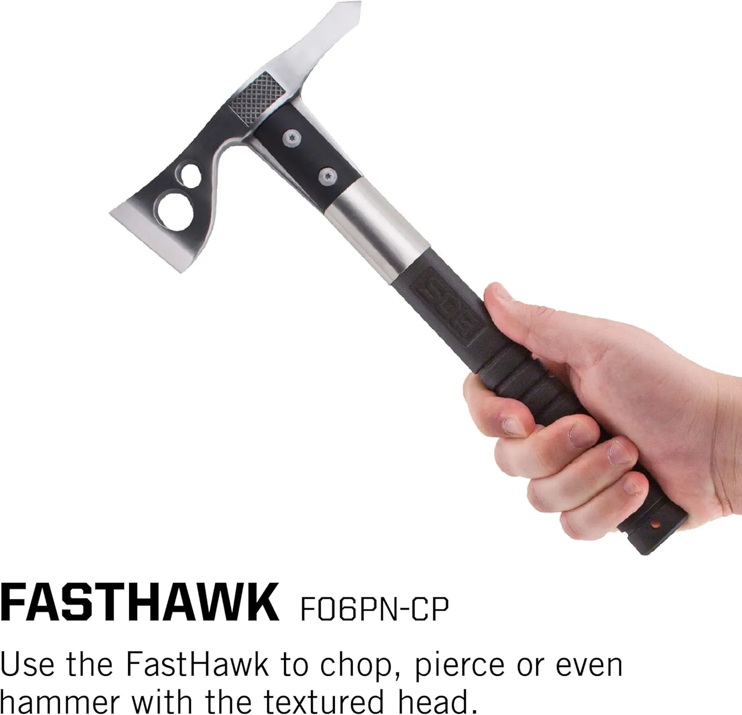 SOG FastHawk Polished Tomahawk - Tactical Axe with Sheath, Throwing Hatchet w/ Hammer Axe Edge for Competition Throwing, Camping, Hunting (F06PN-CP)