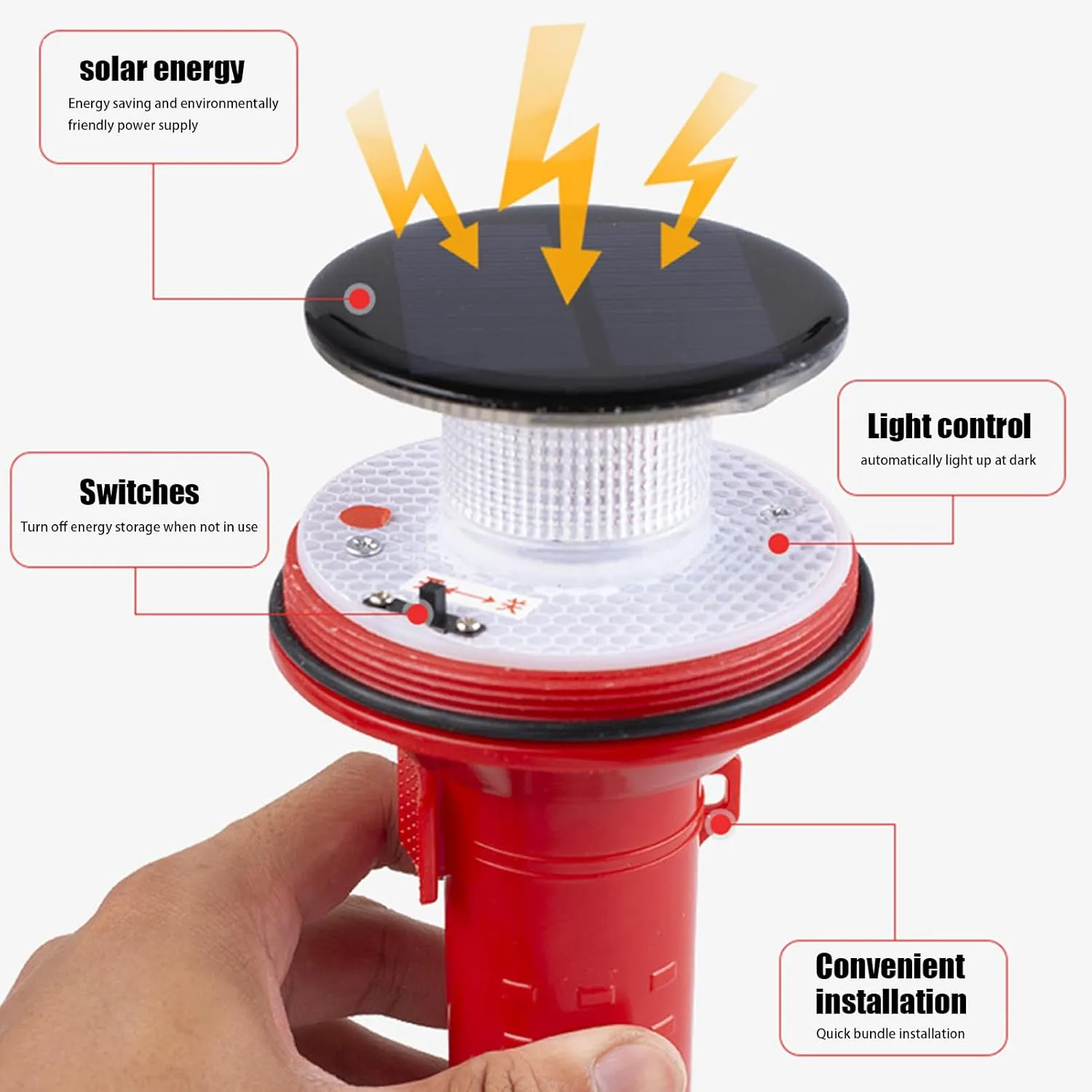 Solar Boat Flares, E-Flare Safety Kit, Electronic Boat Distress Flare, Day/Night Marine Flares Signal Replacement Kit for Boats, Marine Safety