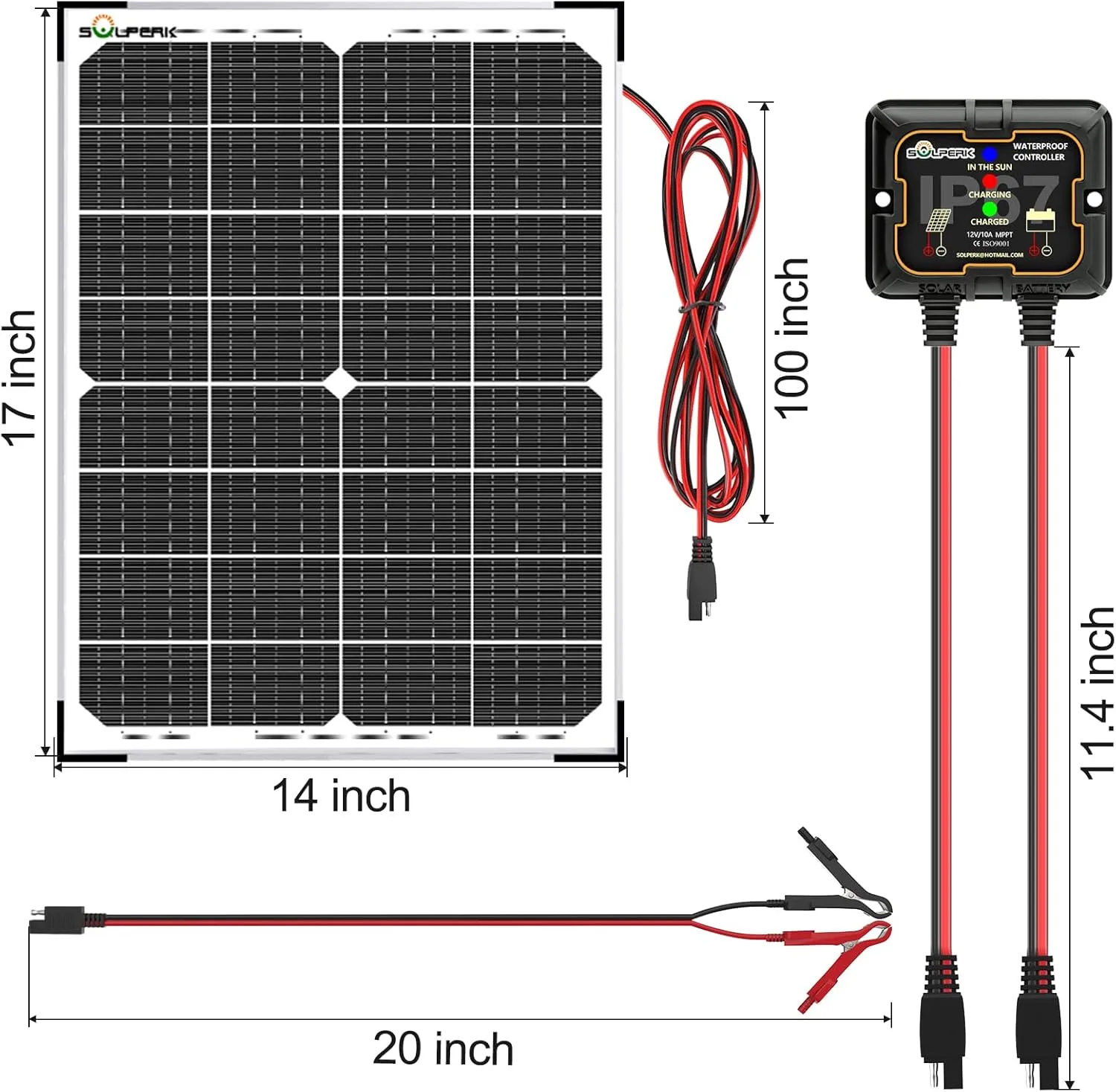 SOLPERK 30W Solar Battery Charger Solar Battery Maintainer   Upgrade 10A MPPT Charge Controller   Adjustable Mount Bracket for Car RV Boat Motorcycle，12V Waterproof Solar Panel Kit Trickle Charging